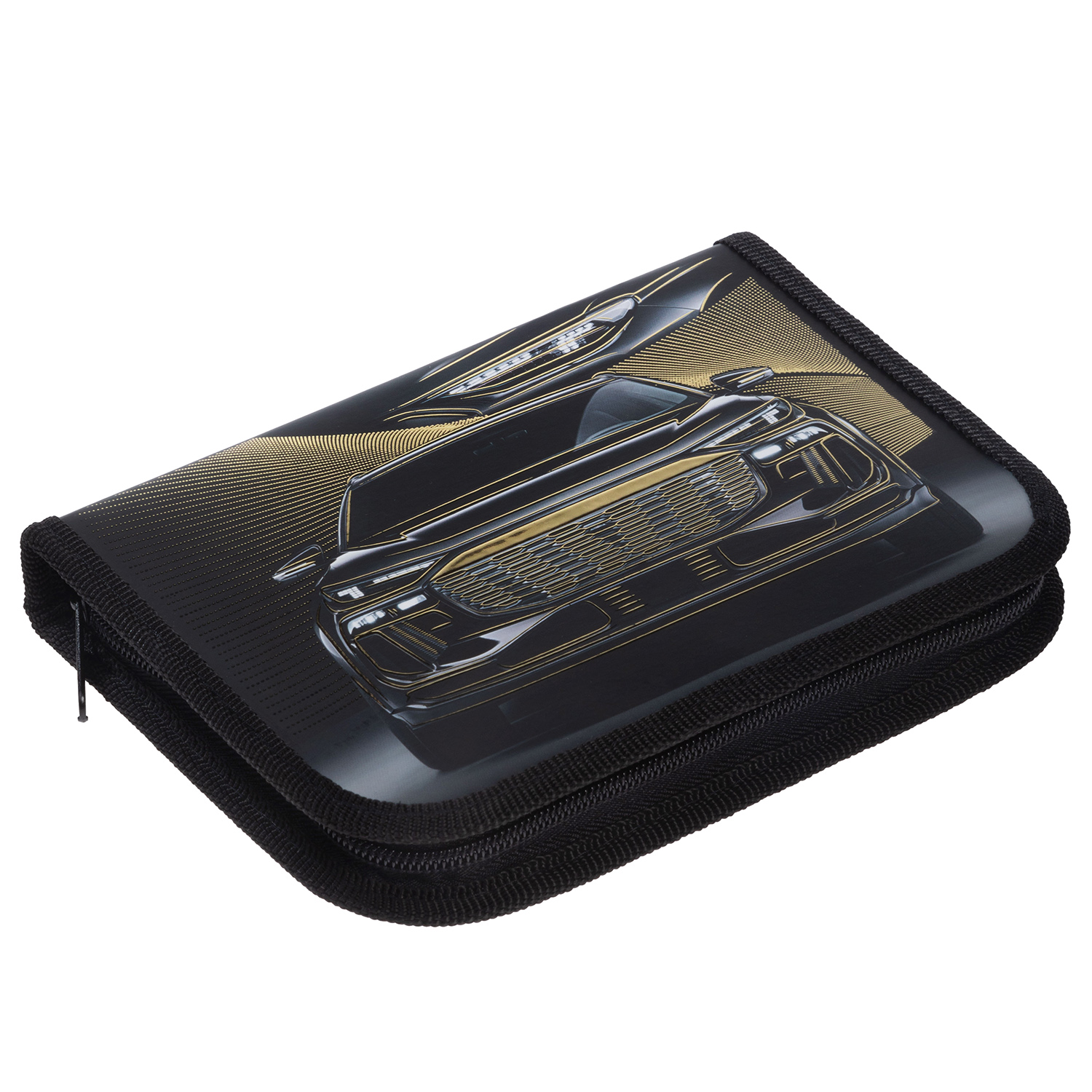 Пенал 190х130мм 1 отделение на молнии с откидной планкой мат.ламин. 3D фольга-Роскошь и стиль- с табл.умножения  в индив.упак.