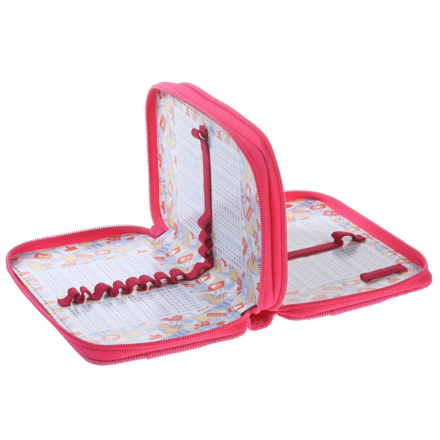 Пенал 190х110мм 2 отделения на молнии глянц.ламин.тиснение-Плюшевые панды- с табл.умножения в индив.упак. 