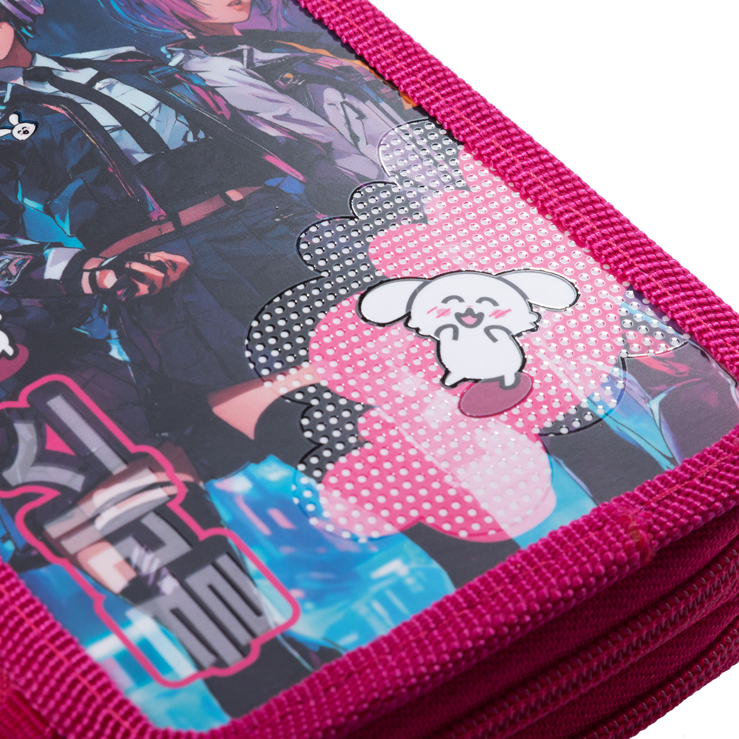 Пенал 190х110мм 2 отделения на молнии мат.ламин. 3D лак -K-POP- с табл.умножения в индив.упак. 