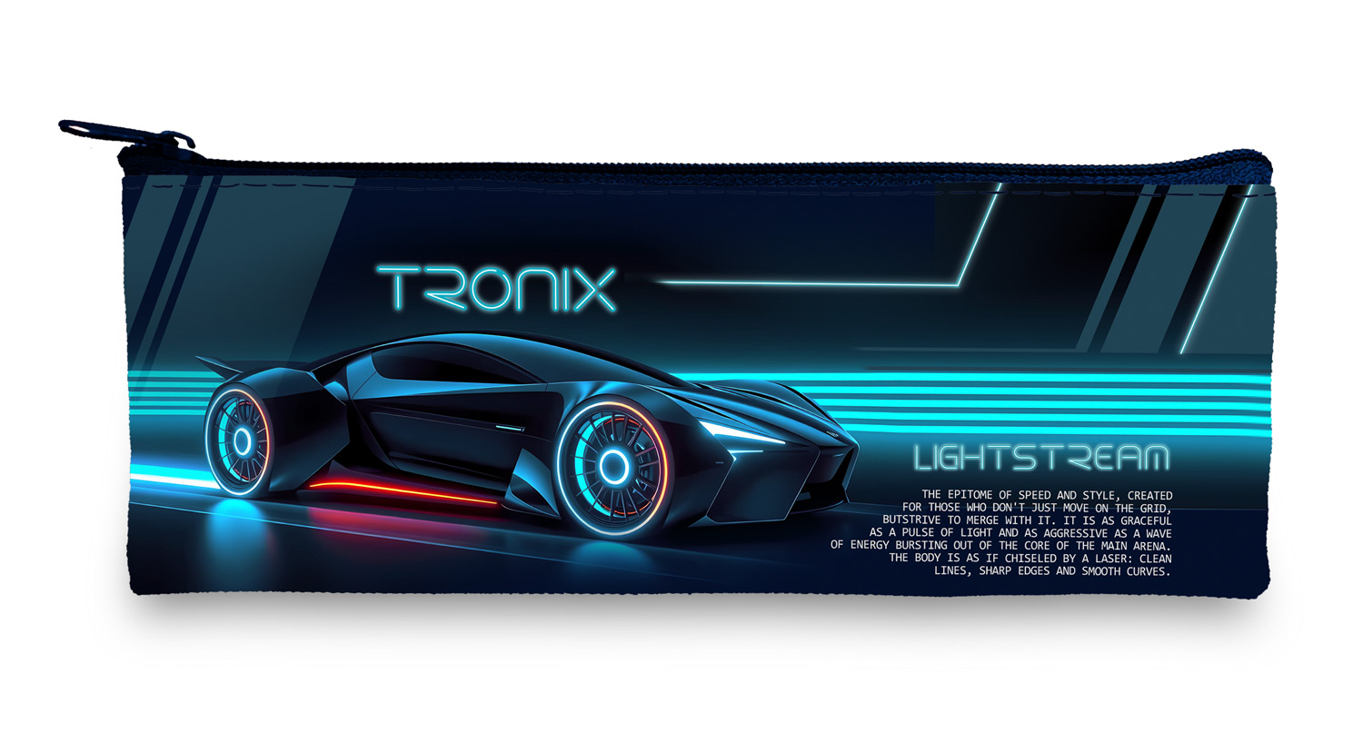 Пенал 195х75 мм на молнии мягкий- TRONIX- в индив.упак. 