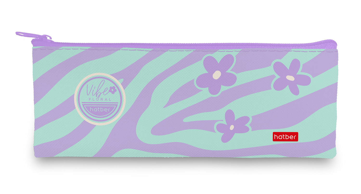 Пенал 195х75 мм на молнии мягкий- Floral Vibe- в индив.упак. 