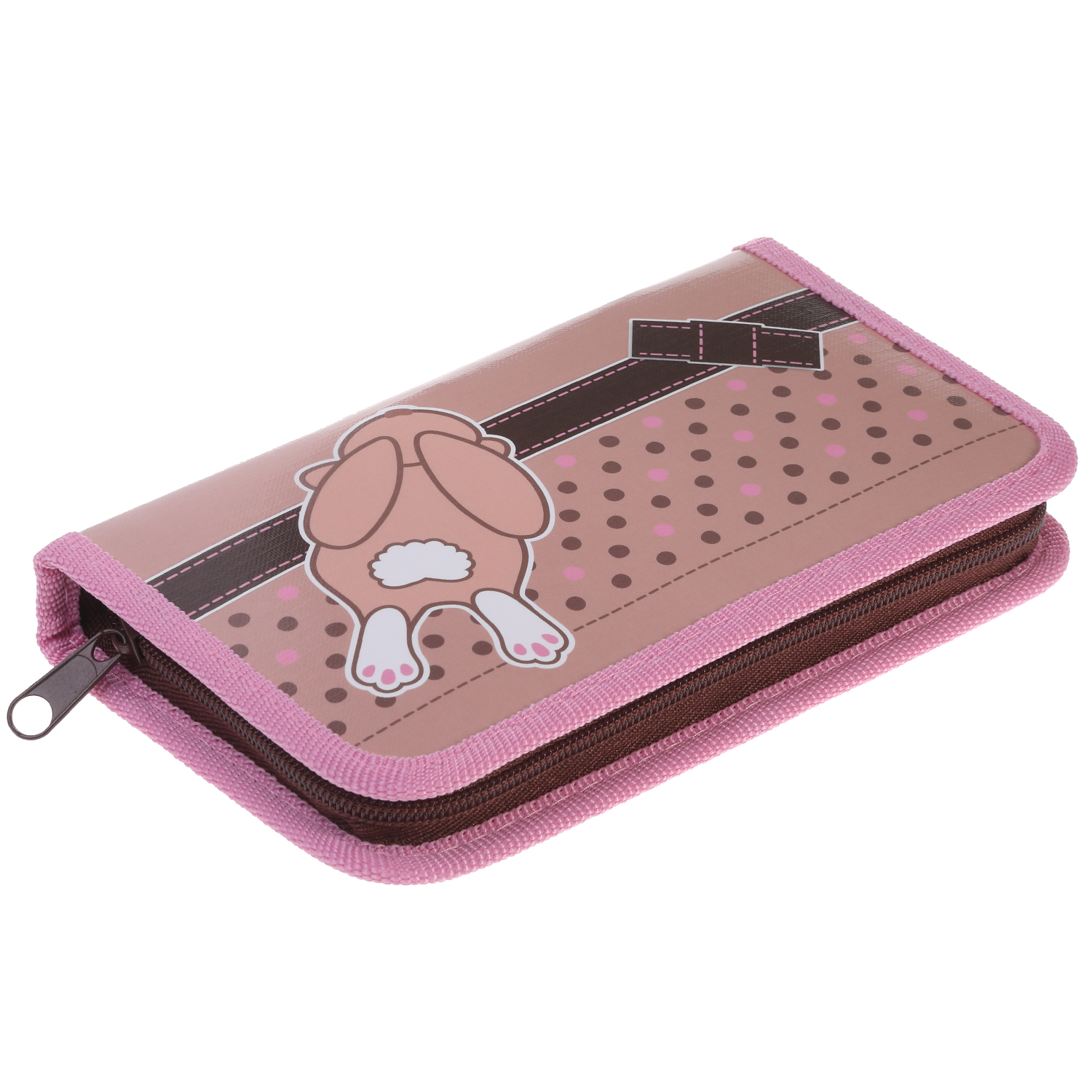 Пенал 190х115мм 1 отделение на молнии глянц.ламин.тиснение -Пушистый хвостик- с табл.умножения  в индив.упак.