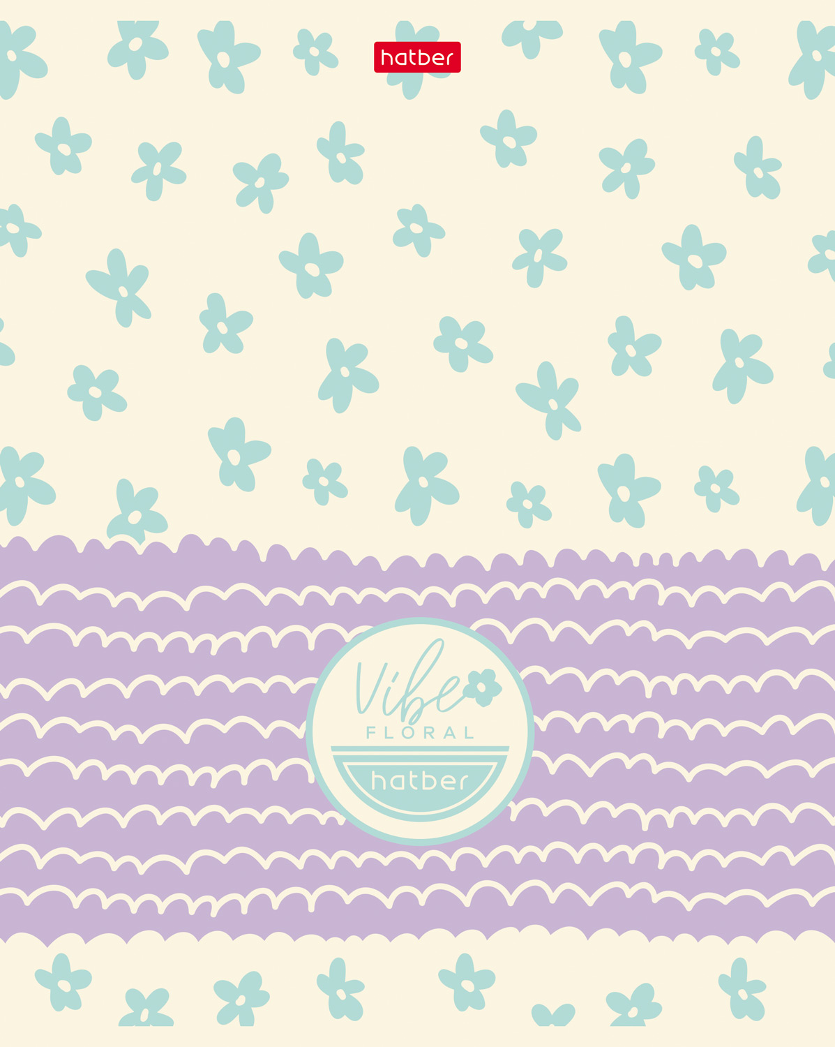 Тетрадь 48л А5ф клетка 60-65г/кв.м на скобе ламинац.SOFT-TOUCH 5 диз.в блоке скругл.углы серия - Floral Vibe-