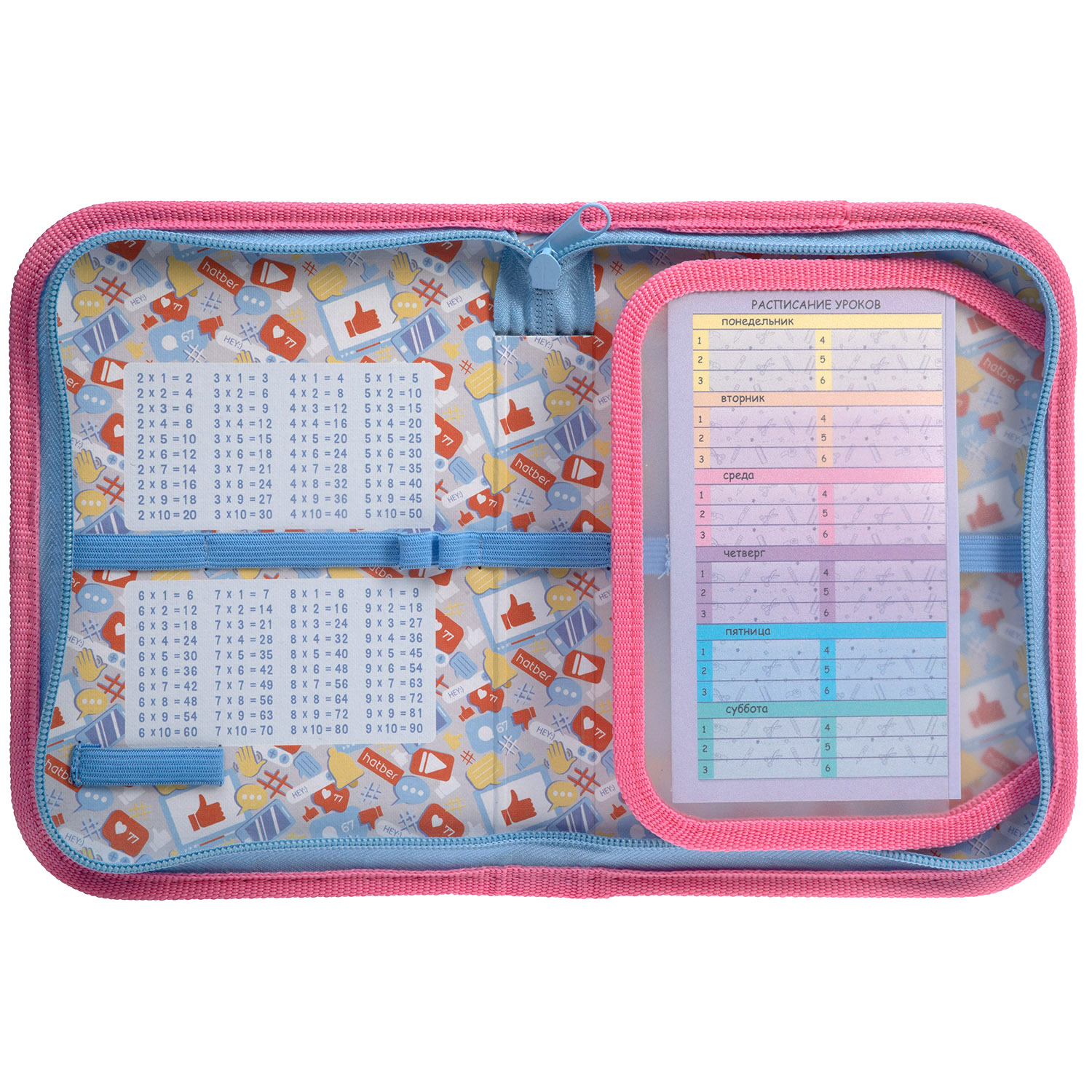 Пенал 190х130мм 1 отделение на молнии с откидной планкой глянц.ламин.тиснение -Путешествие на воздушном шаре- с табл.умножения  в индив.упак.