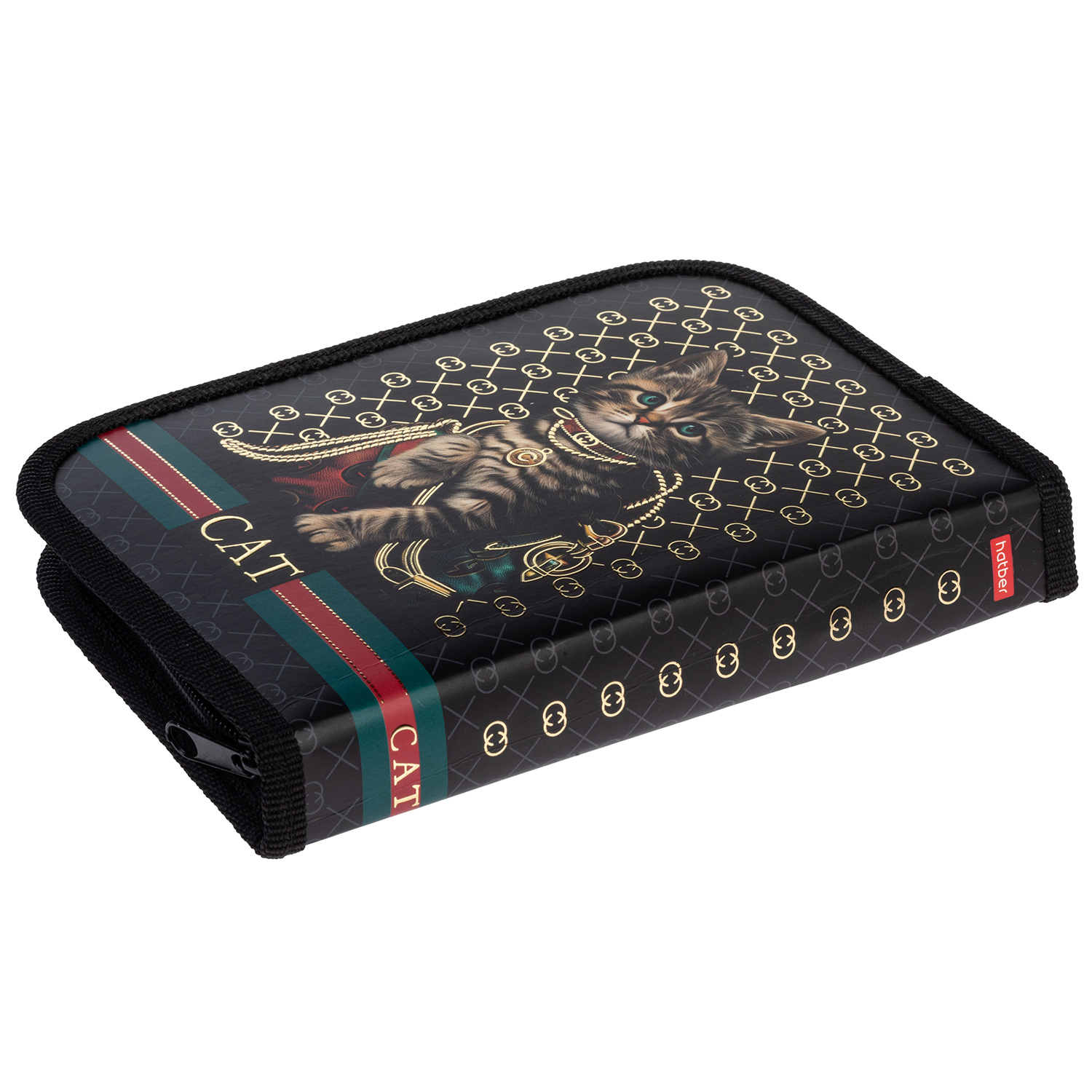 Пенал 190х130мм 1 отделение на молнии мат.ламин. 3D фольга -Cat fashion- с табл.умножения  в индив.упак.