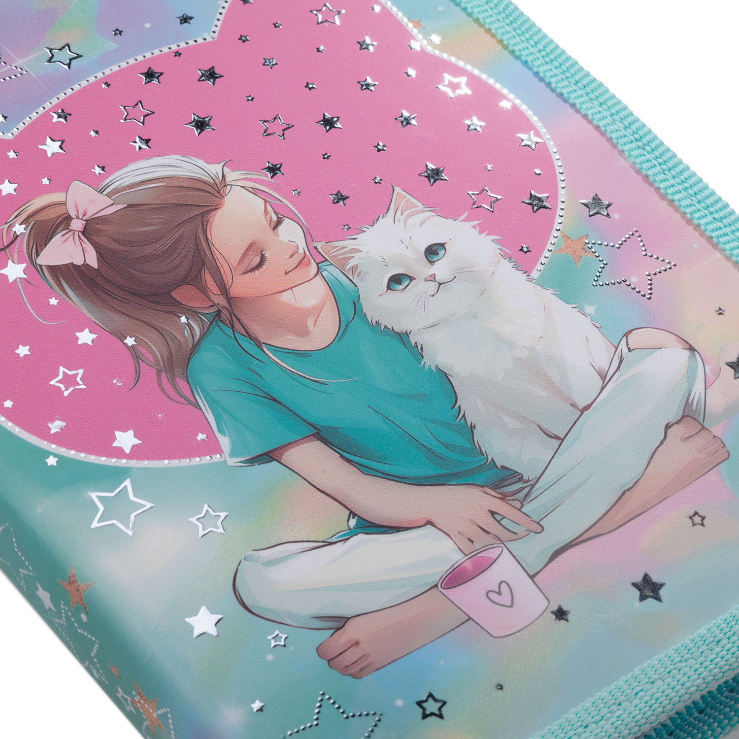 Пенал 190х130мм 1 отделение на молнии с откидной планкой мат.ламин. 3D фольга -Уютное настроение- с табл.умножения  в индив.упак.