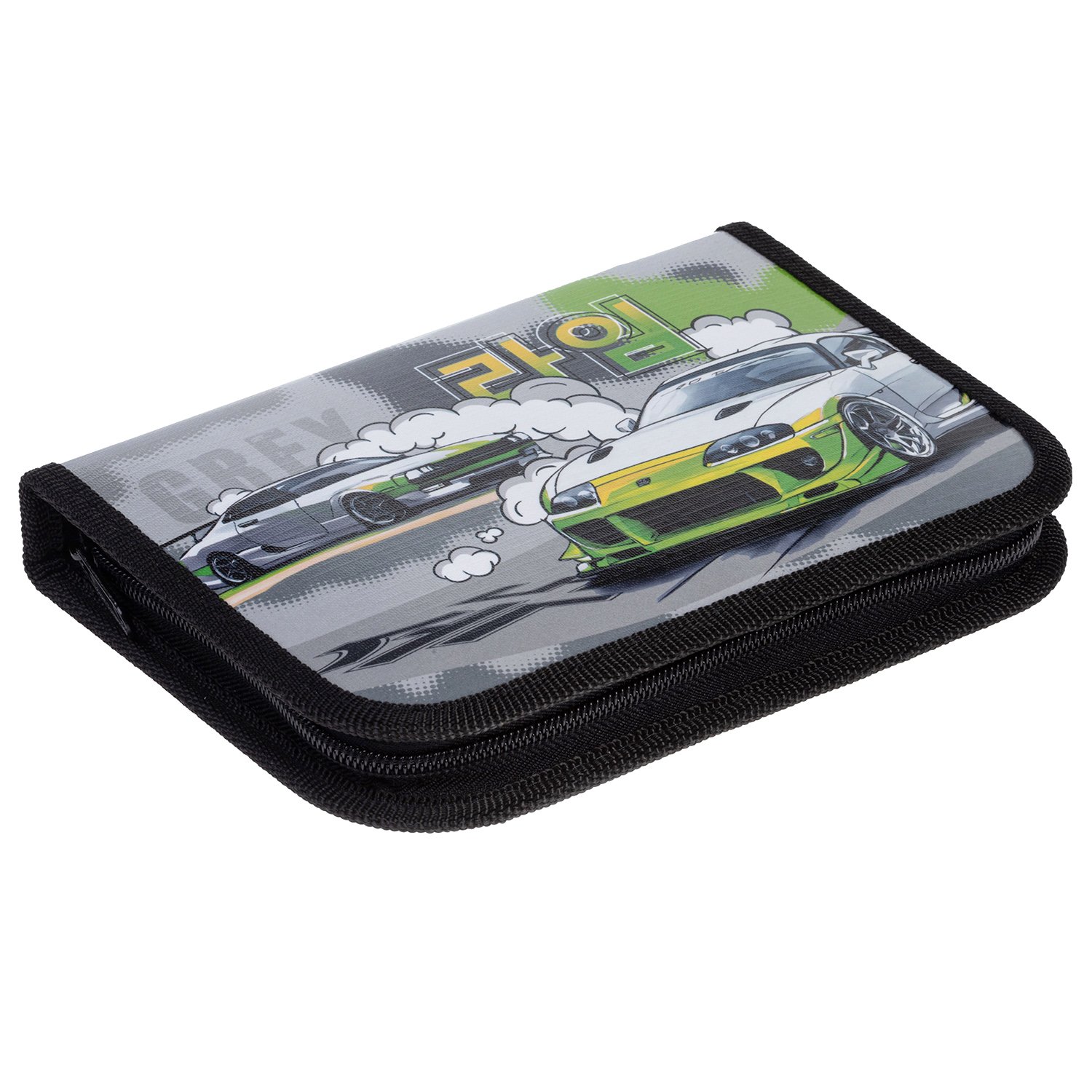 Пенал 190х130мм 1 отделение на молнии глянц.ламин.тиснение -Гоночные легенды- с табл.умножения в индив.упак. 