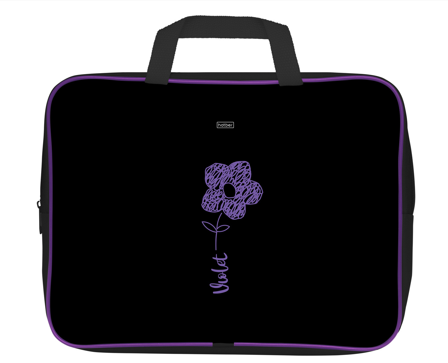 Сумка Текстильная с РУЧКАМИ А4ф 350х265х75мм для тетрадей -Violet- в индив.упак. 