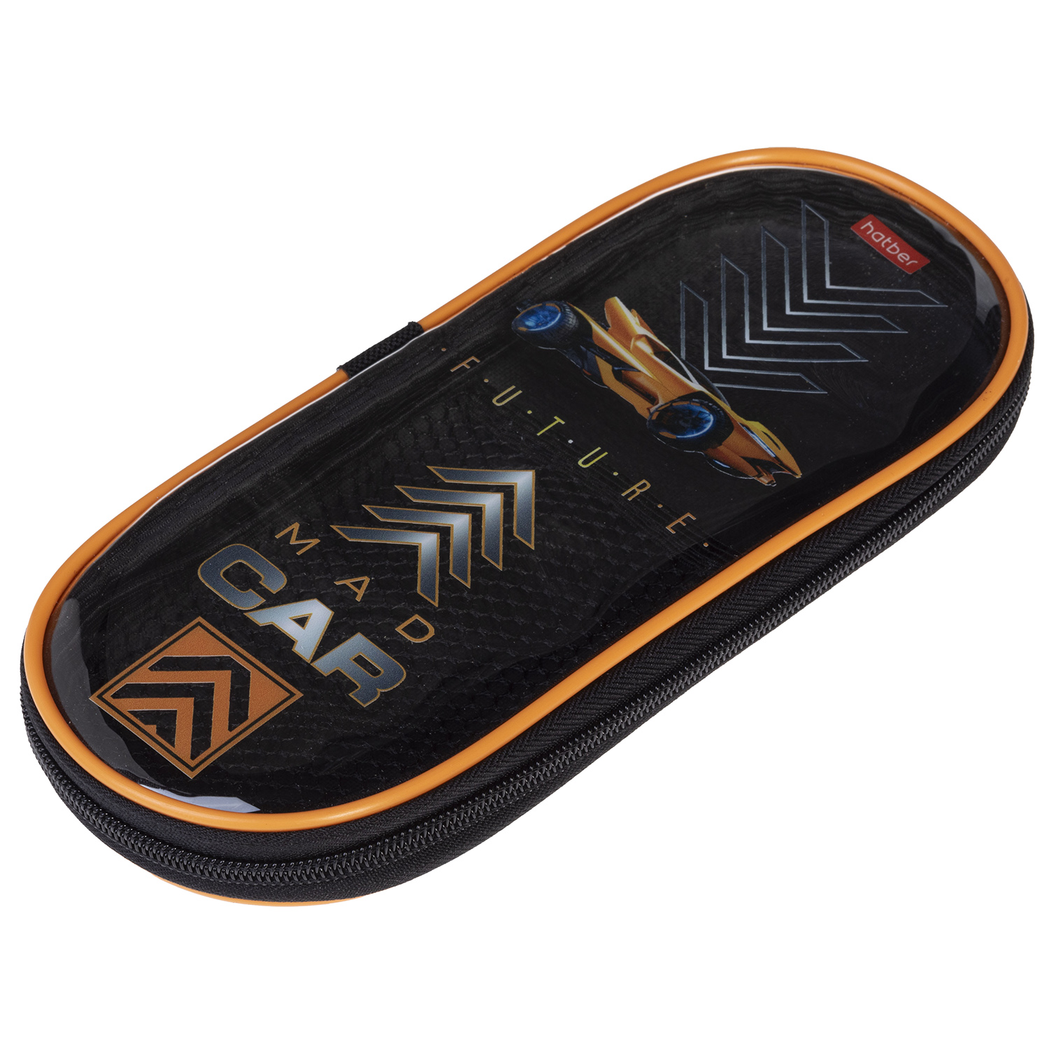 Пенал 220х90х25мм на молнии с карманом -MAD CAR-  в индив.упак.