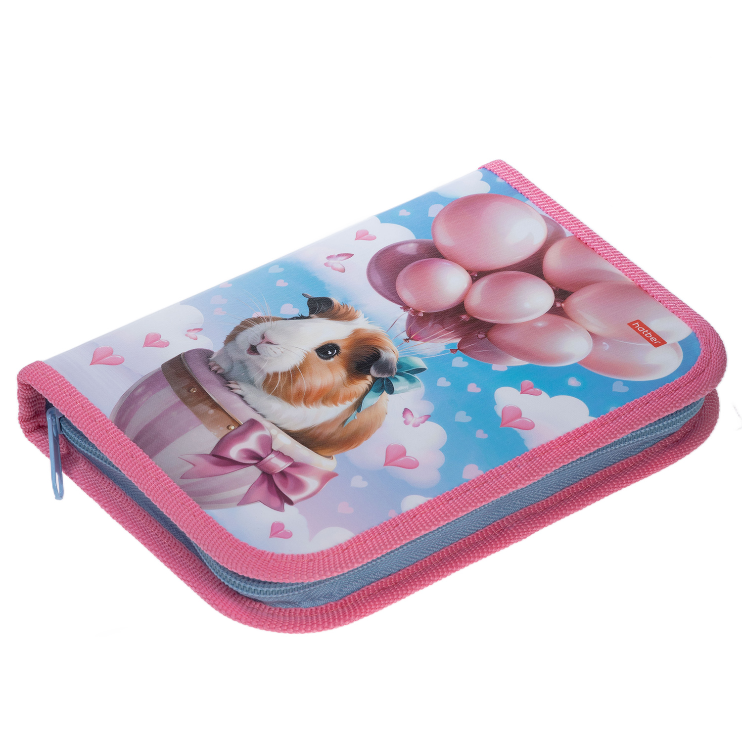 Пенал 190х130мм 1 отделение на молнии с откидной планкой глянц.ламин.тиснение -Путешествие на воздушном шаре- с табл.умножения  в индив.упак.